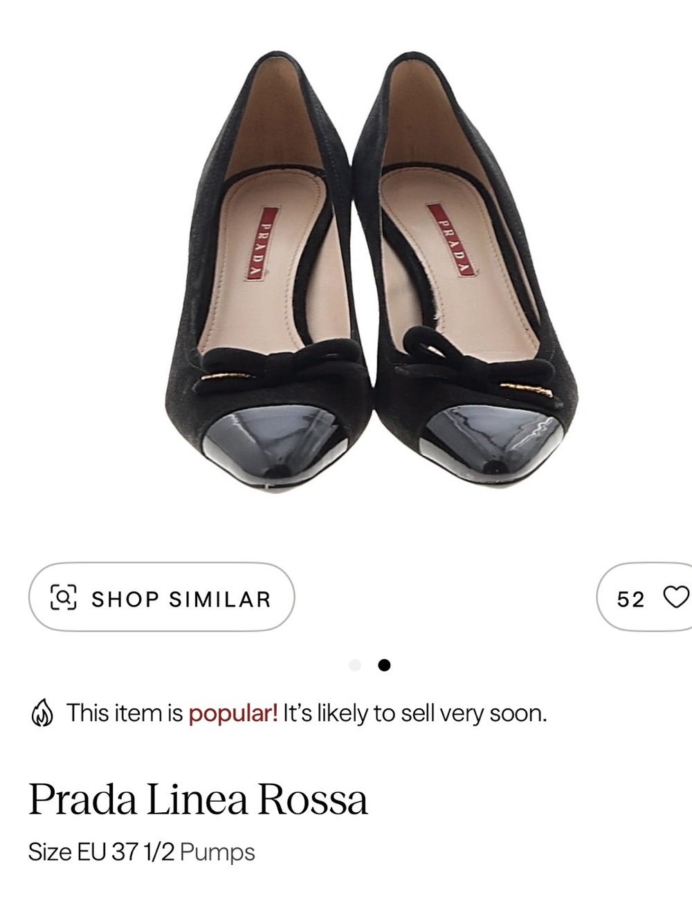 Prada Linea Rossa Black Suede Bow Cap-Toe Pumps